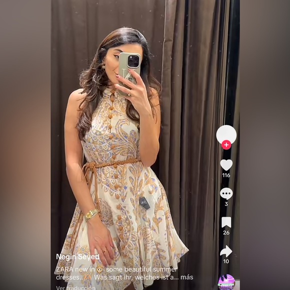 Zara printed belted dress - Picture 4 of 12